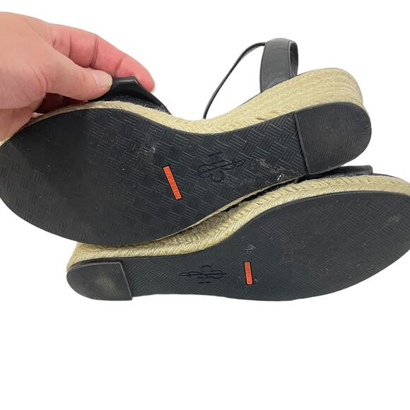 Cole Haan x Nike Air Women Sz 10 Black Leather Strappy Espadrille Wedge Sandals - Picture 7 of 9